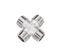 4 Way Equal Cross Connector, 1/4''-2'' BSP Male Thread Equal Cross 304 SS Fitting 4-Way Connector