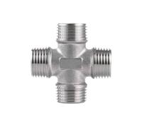 4 Way Equal Cross Connector, 304 Stainless Steel 4 Way Equal Cross Pipe Fitting 1/4-2 Inch Male BSP Thread