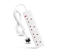 4 Way Extension Lead 3M Surge Protected UK Plug Power Extension Cable with 4 Gang Sockets, Surge Protection & Safety Shutters, Durable Plug Extension Cord for Home,Office
