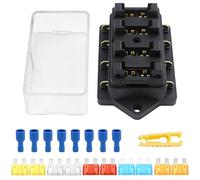 4 Way Fuse Box,Standard Blade Fuse Box Holder Block with 5A/10A/15A/20A Fuses and Damp-Proof Cover,12V/24V DC ATC/ATO Fuse Board Holder for Car Boat Marine Truck RV SUV Van