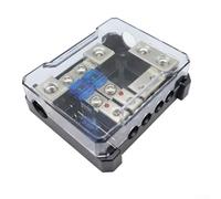 4-Way Fuse Holder Block with 60A Fuses for Car and Boat Audio Systems, Supports 1x0GA For + 2x4GA Input and 4x8GA Output, 12-48V Voltage Range, Zinc Alloy