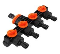 4 Way Garden Hose Splitter Tap with Individual Shut Off Valves, Outdoor Irrigation Diverter for 1/2:3/4:1 Inch Threaded Taps
