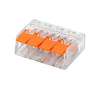 4 Way Lever Wire Connector, Clear Reusable Push-In Terminal Block, 0.5-4mm² Copper, 32A 450V, Compact Splicing Connector for Junction Box & Lighting