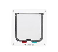 4 Way Lockable Cat Door for Pets, with Double Flap and Slide-in Panel for Interior and Exterior Wall Installation, White Size Medium