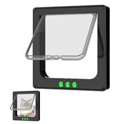 4-Way Locking Cat Flap Door for Cats and Small Dogs - Magnetic Transparent Pet Door with Quiet Brush Seal, Weatherproof - 4 Sizes & 3 Colours - Easy to Install (Black, Medium)