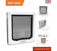 4-Way Locking Cat Flap for Large Cats & Small Dogs - Weatherproof, Silent, White