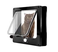 4 Way Locking Cat Flap Medium with Magnets, Extremely Durable, Easy Install Pet Door For Cats & Doggie, Silent Manual Pet Flap For Wall/Wooden/Upvc Door with Tunnel (Black,M)
