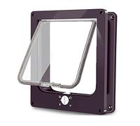 4 Way Locking Cat Flap Medium with Magnets, Extremely Durable, Easy Install Pet Door For Cats & Doggie, Silent Manual Pet Flap For Wall/Wooden/Upvc Door with Tunnel(Brown,M)