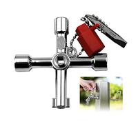 4-Way Meter Box Key Gas Key Lift Keys, Stainless Steel Utility Key for Electric Elevator Radiator Cupboard Cabinet Water Gas Meter Opening