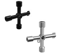 4-Way Multi-Functional Utilities Key, 2 Pcs Zinc Alloy Meter Box Key Gas Key Universal Meter Wrench for Electrical Cabinet, Elevator, Water Valve (Silver & Black)