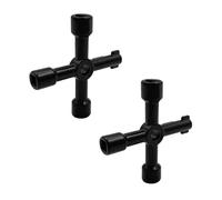 4-Way Multi-Functional Utilities Key, 2 Pcs Zinc Alloy Meter Box Key Gas Key Universal Meter Wrench for Electrical Cabinet, Elevator, Water Valve (Black)