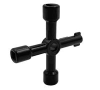 4-Way Multi-Functional Utilities Key, Zinc Alloy Meter Box Key Gas Key Universal Meter Wrench for Electrical Cabinet, Elevator, Water Valve (Black)