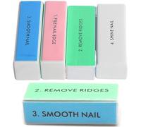 4-Way Nail Buffer Blocks, 5 Pack - EVA Foam Buffing Files for Manicure | 5 four-sided EVA foam nail buffers with four grits for filing, smoothing and high-shine polishing at home or salon use.