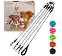 4 Way No Tangle Dog Leash - 360° Swivel Leash for Four Dogs, Reflective Design for Small Medium Large Dogs (Grey, 4 Way)