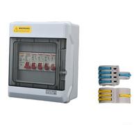 4 Way Power Distribution Box IP65 Weatherproof Consumer Unit with 63A AC Leakage Switch, Electrical Enclosure for Garage Shed Workshop RV Transparent Lid