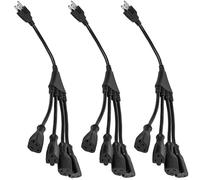 4 Way Power Splitter - 1 to 4 Extension Cord Splitter, 1.5' Short Extension Cord UL Listed, Outlet Splitter 3 Prong, Power Strip Outlet Plug, Y Style Extension Cord Black, SJT 16 AWG Luxury Office (3)