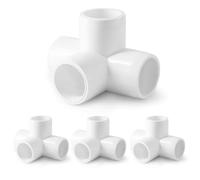 4 Way PVC Pipe Fittings 1/2 Inch, Zernmiarder White PVC Elbow Corner Side Outlet Tee Fitting, SCH40 Furniture Grade Pipe Connectors - Fits 1/2" Polyvinyl Chloride Pipes, 12 Pieces