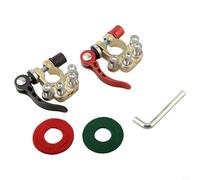 4-Way Quick Release Battery Terminal Connectors 12V for Automotive, Marine, and for Leisure Batteries - Brass with Fuse Protection (2-Pack)