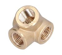 4 Way Side Outlet Tee Durable Sturdy Fine Processing Anticorrosion Spiral Four Way Iron Pipe Fitting Brass Material G1/4 Thread for Plumbing Systems