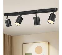 4 Way Spotlight Ceiling Light Adjustable, GU10 LED Ceiling Lights Fitting, Rotatable Black Industrial Hallway Spotlight with GU10 Socket, Modern Kitchen Spot Lamp for Bedroom Kitchen-Bulb Not Included