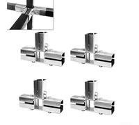 4-Way Square Tube Connectors 25mm Stainless Steel Cross Joint for Industrial Racks Display Stands Fruit Cages Robust Pipe Fitting(25mm 4pcs)