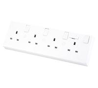 4 Way Switched Fused 13 Amp Converter Socket 1 or 2 Gang Sockets to 4 Gang