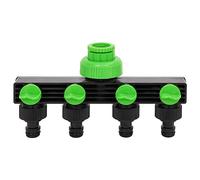 4-Way Tap Connector Green Black ABS and PP 19.5 x 6 x 11 cm with Quick Connection and Threaded Connection for Garden Watering, Sprinkler System, Lawn Sprinkler