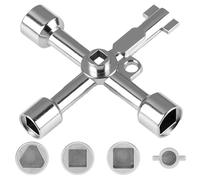 4-Way Utility Key - Durable Meter Box Key with Triangle, Square & Panel Ends - Radiator Key and Gas Meter Access Tool for Cupboards, Cabinets, Water, Electric & Valves - Anti-Rust Steel (Silver)