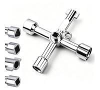 4-Way Utility Key, Meter Box Key,8mm Tri/8mm Four-way wrench for UK Gas Meters,Triangle, Square, Panel Key for Cupboard, Cabinet, Water, Gas, Electric & Plumbing Applications (Silver,1Pc)