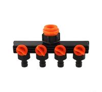 4 Way Water Splitter for Garden Use with Four Separate Valves to Activate or Isolate Each Hose Line as Needed for Flexible Scheduling