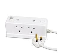 Status 4 Way 1M Block Socket With 2 USB Ports - White