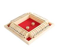 4 Way Wooden Shut The Box Dice Game for 2-4 Players, Social Family Fun, Children Addition Subtraction Learning Tool, Custom Rules, Endless Joy