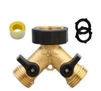 4 Ways Heavy Duty Brass Garden Hose Splitter Bibcock Connector Spigot Adapter Tap Faucet Hose Kink Protector(YtypeEU)