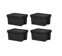 4 Wham Black 16L Heavy Duty Storage Boxes Plastic 38.5 x 29 x 21.5cm