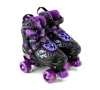4 Wheel Adjustable Quad Roller Skates Kids Boots Childrens Rollerskates (Purple, Small/UK 11-1/)