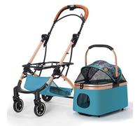 4 Wheel Dog Stroller with Detachable STO Basket & Pet Mat for Small to Mum Dogs Ideal for Table Travel & Easy Transport
