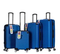 4 Wheel Eagle London Hexagon Hard Shell Case ABS Travel Luggage Suitcase Trolley Baggage Bag Combination Lock Cabin Size (Navy)