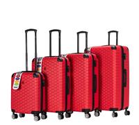 4 Wheel Eagle London Hexagon Hard Shell Case ABS Travel Luggage Suitcase Trolley Baggage Bag Combination Lock Cabin Size (Red)