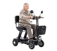 4-Wheel Foldable Mobility Scooter for Adults and Seniors | 4-wheel high-carbon steel frame,dual 200W motors,Speed of 15 km/h,55km range,330 lb capacity,removable 36V 18Ah battery