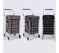 4-Wheel Folding Shopping Trolley Cart - Large 60L Capacity Bag with Adjustable Handle, Premium Lightweight Design (Black)