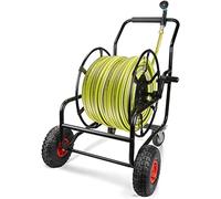 4-Wheel Garden Hose Reel Cart, Mobile Water Hose Storage for Outdoor Yard, Holds Long Hose