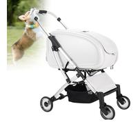 4-Wheel Jogging Pet Stroller, Waterproof Foldable Dog Cat Carrier with Shock Absorption, Removable Tray, Ideal for Hiking Travel Vet Visits