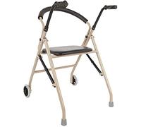 , 4 Wheel Medical Rolling Folding with 2 Wheels,Trolley with Padded Seat,Walking Zimmer e Rolling Transport Chairs,Mobility Aid Crutch for Elderly Disabled The New Thoughtful