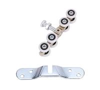 4 Wheel Metal Sliding Track Wheel Set, POM Material Door Roller with Bracket Smooth Quiet Sliding Roller for Bathroom Partition and Meeting Room Doors