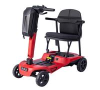 4-Wheel Mobility Scooter,Portable Travel Scooter,Folding Mobility Scooters,with Dual Removable Batteries,Front and Rear Storage Compartments,Foldable/Lightweight Red