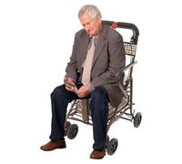 4 Wheel Multi-Function Rollator Walker Mobility Walker, Ultra Lightweight Folding Rollator Wheeled Walking Frame with Padded Seat, Lockable Brakes and Bag, Portable Walking Aid for Elderly(Brown)