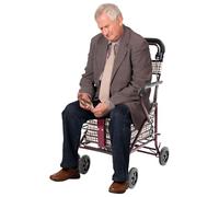 4 Wheel Multi-Function Rollator Walker Mobility Walker, Ultra Lightweight Folding Rollator Wheeled Walking Frame with Padded Seat, Lockable Brakes and Bag, Portable Walking Aid for Elderly(Red)