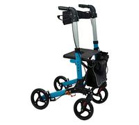Gr8 Home 4 Wheel Rollator Walker with Seat, Lightweight Folding Mobility Aid, Adjustable Handles, Aluminium Frame, Detachable Bag, 120kg Capacity