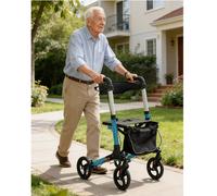 Gr8 Home 4 Wheel Rollator Walker with Seat, Lightweight Folding Mobility Aid, Adjustable Handles, Aluminium Frame, Detachable Bag, 120kg Capacity