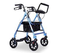 4 Wheel Rolling Walker with Seat & Bag - Mobility Aid for Adult, Senior, Elderly & Handicap - Aluminum Transport Chair